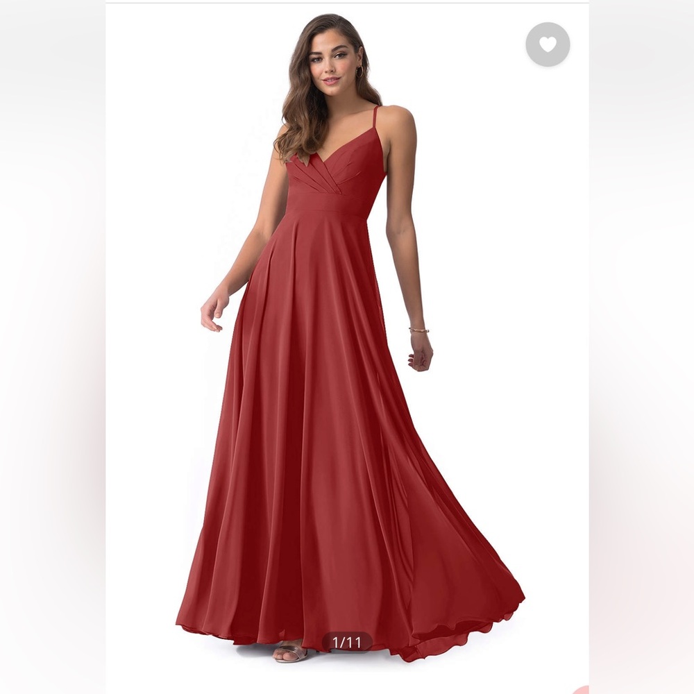 Women’s Azazi Rust Colored Chiffon Bridesmaid Dress Size A2